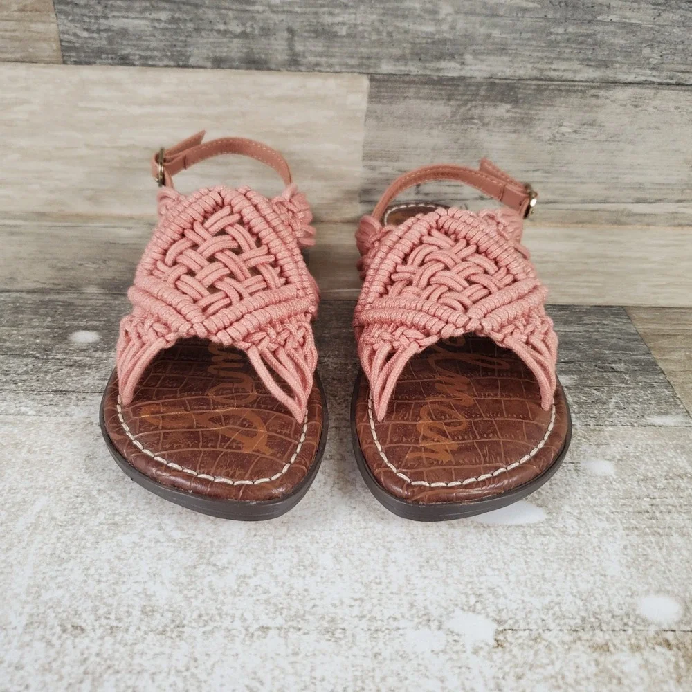 Sam Edelman Gus Kids Sandals Sz 2 Pink Braided‎ Fabric Upper Adjustable Strap